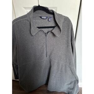Lands End Polartec Gray Fleece 1/4 Zip Pullover Sweater Mens 3XL Winter Layer